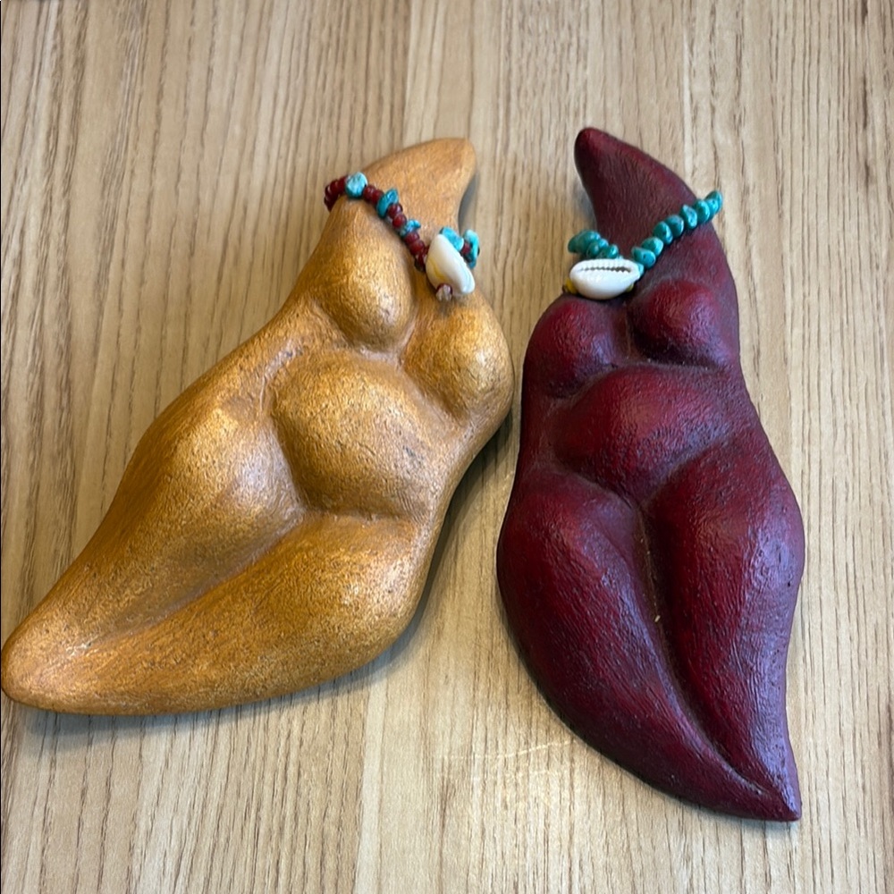 Gold and Red Sculptural Art Piece